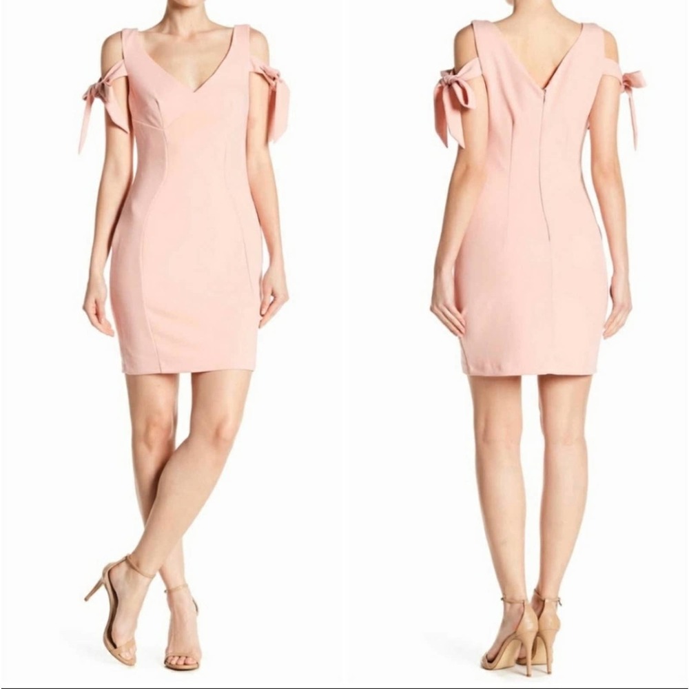 Alexia Admor blush tie sleeve v neck bodycon dress